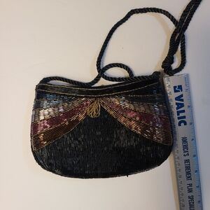 Chic Black and Gold Beaded Clutch